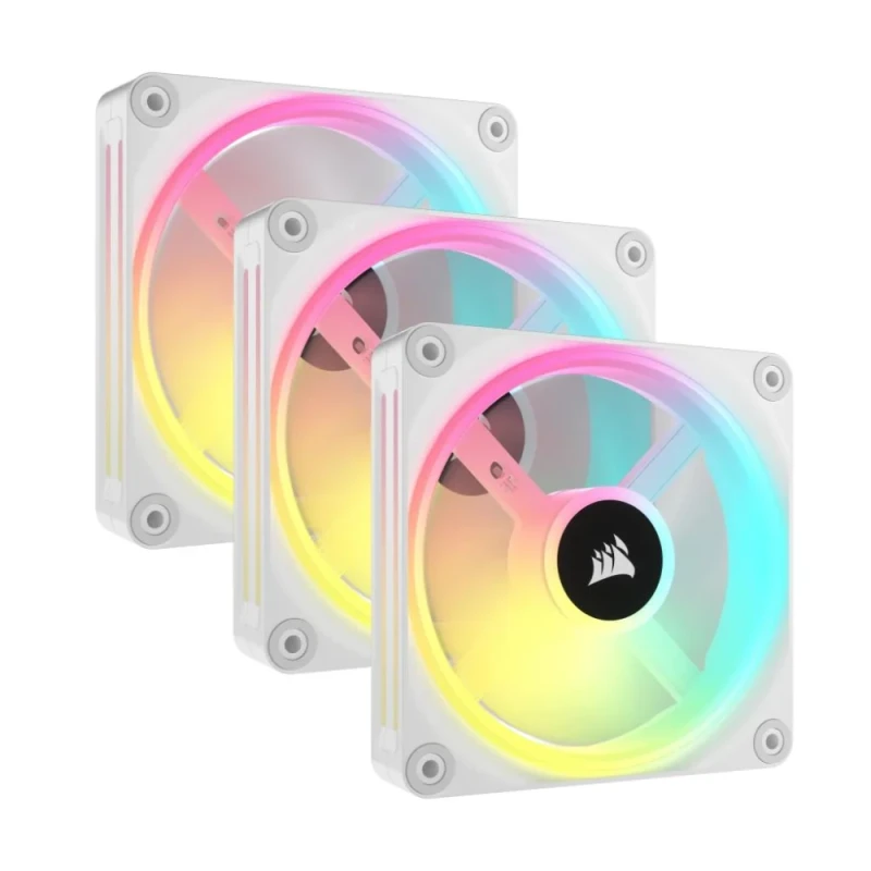 Corsair iCUE LINK QX120 RGB Starter Kit 3-Pack - 120mm PWM fan, 16.44 - 63.1 CFM Airflow, 480 - 2400 RPM, White Color - Featured Image