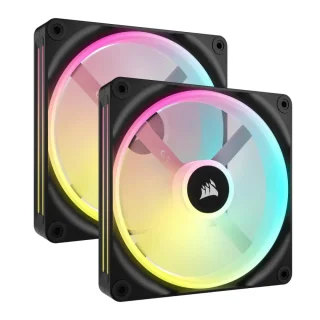 Corsair iCUE LINK QX140 RGB Starter Kit 2-Pack - 140mm PWM fan, 12.1 - 82.5 CFM Airflow, 400 - 2000 RPM, Black Color