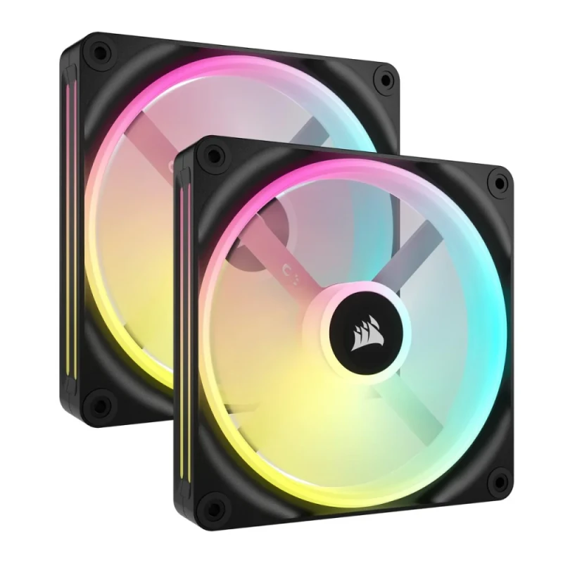 Corsair iCUE LINK QX140 RGB Starter Kit 2-Pack - 140mm PWM fan, 12.1 - 82.5 CFM Airflow, 400 - 2000 RPM, Black Color - Featured Image