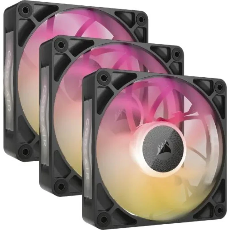 Corsair iCUE LINK RX120 MAX RGB Starter Kit 3-Pack - 120mm PWM fan, 10 - 29.5 dB, 16.3 - 71.3 CFM Airflow, 400 - 2000 RPM, Black Color - Featured Image