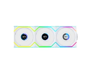 Lian Li UNI FAN SL Wireless LCD 3-Pack - 120mm PWM fan, 31 dB, 51.45 CFM Airflow, 350 - 1900 RPM, White Color