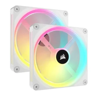 Corsair iCUE LINK QX140 RGB Starter Kit 2-Pack - 140mm PWM fan, 12.1 - 82.5 CFM Airflow, 400 - 2400 RPM, White Color