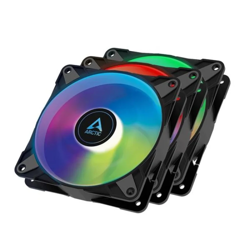 ARCTIC P12 PST A-RGB 0dB 3-Pack - 120mm PWM fan, 48.8 CFM Airflow, Black Color - Featured Image