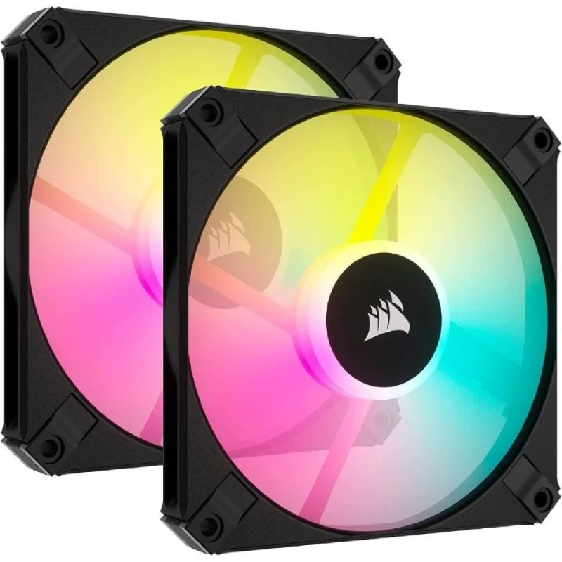 Corsair iCUE AF120 RGB SLIM 2-Pack - 120mm PWM fan, 27.5 dB, 13.4 - 56.3 CFM Airflow, 600 - 2000 RPM, Black Color - Featured Image