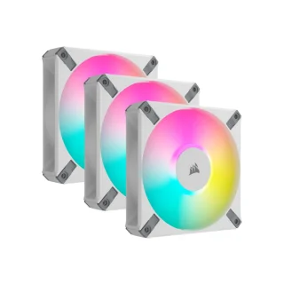 Corsair iCUE AF120 RGB ELITE 3-Pack - 120mm PWM fan, 5 - 34.1 dB, 13.8 - 65.57 CFM Airflow, 550 - 2100 RPM, White Color