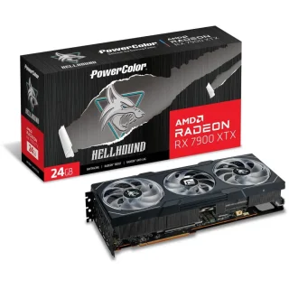 PowerColor Hellhound Radeon RX 7900 XTX 24GB Graphics Card – AMD RDNA 3 RX 7900 XTX GPU, 6144 Stream Processors, 24 GB GDDR6 384-bit Memory, PCIe 4.0 x16, Triple Fan Cooling, 1x HDMI 2.1 + 3x DisplayPort 2.1, 320 mm Length, Black High-Performance GPU