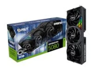 Palit GamingPro OC GeForce RTX 5080 16GB Graphics Card – NVIDIA Blackwell RTX 5080 GPU, 10,752 CUDA Cores, 16GB GDDR7 256-bit Memory, PCIe 5.0 x16, Triple Fan Active Cooling, HDMI 2.1b + 3x DisplayPort 2.1b, Boost Clock ~2700 MHz, 332 mm Length, Black/Silver Gaming GPU