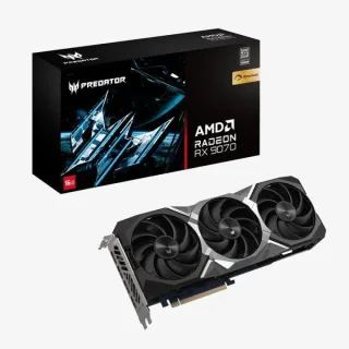 Acer Predator BiFrost OC Radeon RX 9070 16GB Graphics Card – AMD RDNA 3 RX 9070 GPU, 16GB GDDR6 256-bit Memory, PCIe 5.0 x16, Boost up to ~2700 MHz, Triple FrostBlade Fans, HDMI 2.1 + 3x DisplayPort 2.1, 297 mm Length, Black/Silver Gaming GPU
