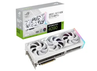 ASUS ROG STRIX GAMING GeForce RTX 4090 White 24GB Graphics Card – NVIDIA Ada Lovelace RTX 4090 GPU, 16,384 CUDA Cores, 24GB GDDR6X 384-bit Memory, PCIe 4.0 x16, Axial-Tech Triple Fans, 3.5-Slot Cooler, 2x HDMI 2.1a + 3x DisplayPort 1.4a, 358 mm Length, Premium White Edition