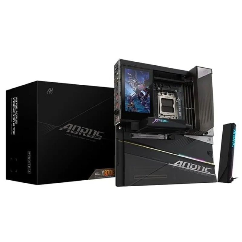 Gigabyte X870E AORUS XTREME X3D AI TOP E-ATX Gaming Motherboard – AMD X870E AM5 Socket, DDR5 9000+ MT/s OC, AI-Powered X3D Turbo Mode 2.0, Dual 10GbE LAN, Wi-Fi 7 & Bluetooth, USB4 Type-C Ports, 5x M.2 PCIe, PCIe 5.0 x16 Slots, Advanced Cooling & LCD Edge View – High-End Ryzen X3D Platform - Featured Image