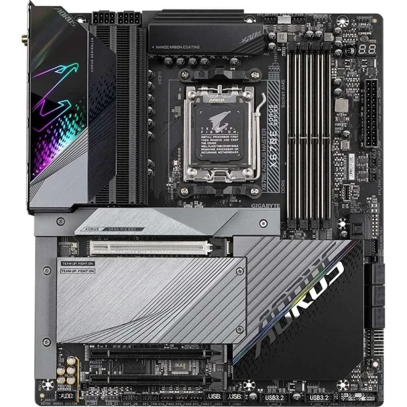 Gigabyte X670E AORUS MASTER Rev. 1.0 E-ATX Motherboard – AMD X670 AM5 Socket, DDR5 up to 8000 MT/s OC, Quad M.2 (2xPCIe 5.0 + 2xPCIe 4.0), Wi-Fi 6E & Bluetooth 5.3, 2.5 GbE LAN, USB 3.2 Gen 2x2 Type-C, High-End VRM & ATX Gaming/Creator Platform - Featured Image