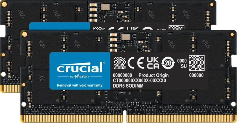Crucial CT2K16G56C46S5 32 GB - 2 x 16GB, DDR5 262-pin SODIMM, 5600MT/s, CL46, Black color - Featured Image