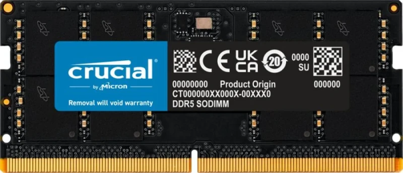 Crucial CT64G56C46S5 64 GB - 1 x 64GB, DDR5 262-pin SODIMM, 5600MT/s, CL46, Black color - Featured Image