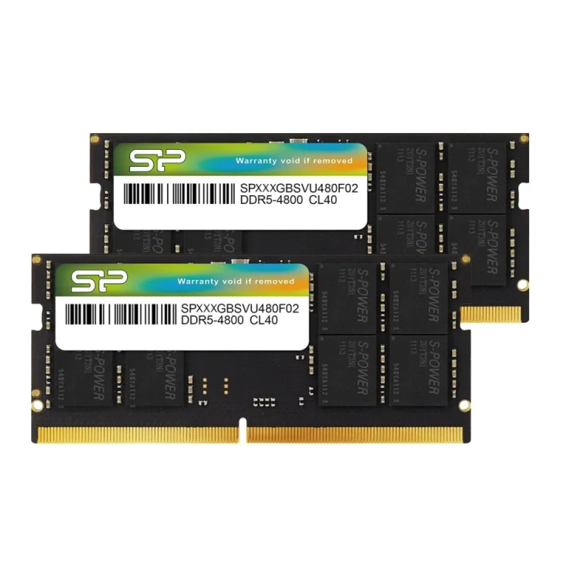 Silicon Power SP064GBSVU480F22 64 GB - 2 x 32GB, DDR5 262-pin SODIMM, 4800MT/s, CL40 - Featured Image