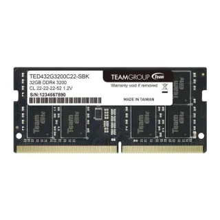 TEAMGROUP Elite 32 GB - 1 x 32GB, DDR4 260-pin SODIMM, 3200MT/s, CL22, Black color