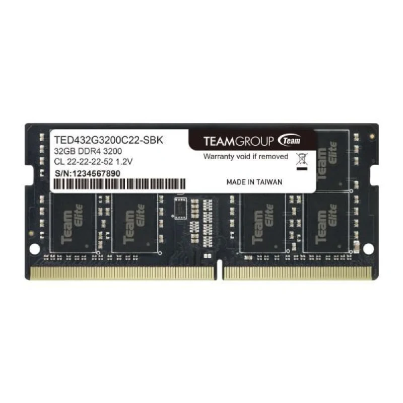 TEAMGROUP Elite 32 GB - 1 x 32GB, DDR4 260-pin SODIMM, 3200MT/s, CL22, Black color - Featured Image