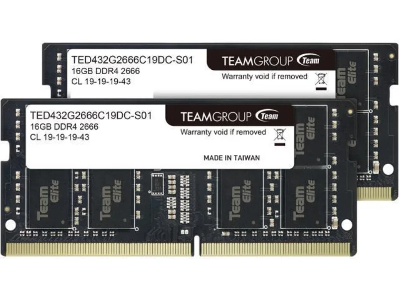 TEAMGROUP Elite 32 GB - 2 x 16GB, DDR4 260-pin SODIMM, 2666MT/s, CL19, Black color - Featured Image
