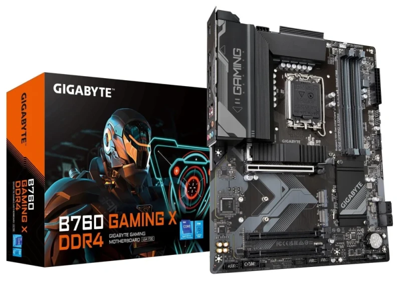 Gigabyte B760 GAMING X DDR4 ATX Motherboard – Intel B760 Chipset, LGA1700 Socket Support for 12th/13th/14th Gen Core CPUs, 4x DDR4 DIMM (up to 5333 MHz OC), 3x PCIe 4.0 M.2, 2.5 GbE LAN, USB 3.2 Gen2 & USB 3.2 Gen1 Ports, HDMI & DisplayPort, 7.1-ch Audio, Durable Gaming PCB - Featured Image