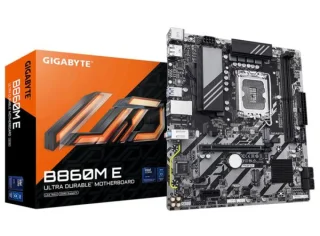 Gigabyte B860M E Micro-ATX Motherboard – Intel B860 Chipset, LGA1851 Socket for Intel® Core™ Ultra Processors, Dual-Channel DDR5 (2x DIMM up to 8800 MT/s O.C.) Support, 2x PCIe 4.0 M.2 & SATA III Storage, PCIe 4.0 x16, Gigabit LAN, HDMI & DisplayPort, USB 3.2 Gen1 & USB 2.0 Ports, Realtek High-Definition Audio