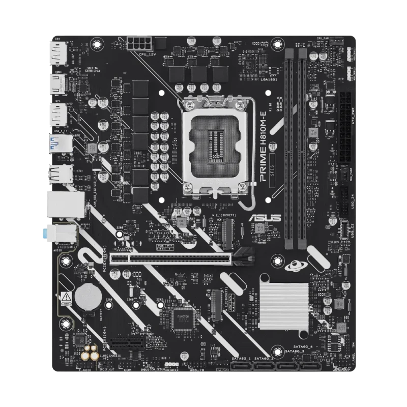 ASUS PRIME H810M-E CSM Micro-ATX Motherboard – Intel H810 Chipset, LGA 1851, DDR5 5600+ OC, PCIe 4.0 x16, M.2 Slot, USB 3.2 Gen1, HDMI & DisplayPort, Realtek 1Gb LAN, Corporate Stable Model (CSM) - Featured Image