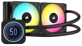 Corsair iCUE H100i ELITE LCD XT - 550 - 2100 RPM, 5 - 34.1 dB, Black color, AIO Watercooler, 240mm radiator