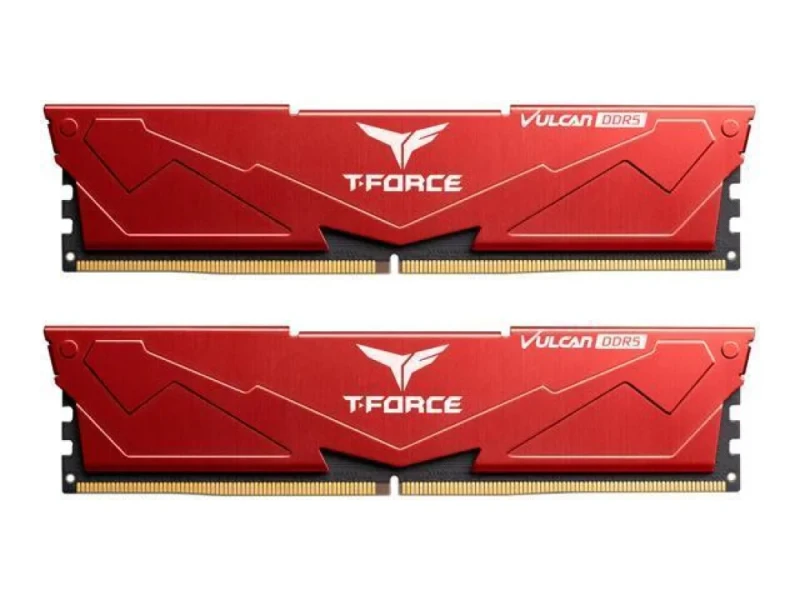 TEAMGROUP T-Force Vulcan 32 GB - 2 x 16GB, DDR5 288-pin DIMM, 6400MT/s, CL40, Red color - Featured Image