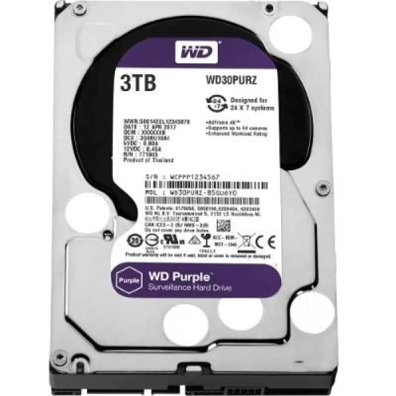 Western Digital Purple - 3 TB 5400 RPM, SATA 6.0 Gb/s, 3.5", 64 MB Cache memory - Featured Image
