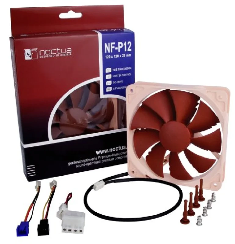 Noctua P12-1300 - 120mm fan, 12.6 - 19.8 dB, 37.33 - 54.36 CFM Airflow, 900 - 1300 RPM, Brown Color - Featured Image