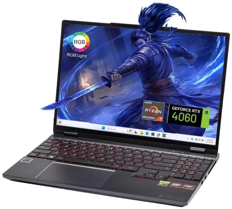 Skytech Gaming Noir 15.3" QHD 240Hz Gaming Laptop – AMD Ryzen 7 8745H, GeForce RTX 4060 8GB, 16GB DDR5, 1TB PCIe NVMe SSD, 2560x1600 IPS Display, Wi-Fi 6, RGB Backlit Keyboard, Nahimic Audio, Windows 11 - Featured Image