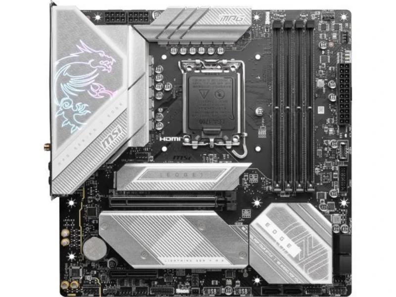 MSI MPG B760M EDGE TI WIFI ATX Motherboard – Intel B760 Chipset, LGA1700 Socket for 14th/13th/12th Gen Intel CPUs, DDR5-7800+(OC) Support, 4x DDR5 Slots, PCIe 5.0 x16 & 3x M.2 Slots, Intel Wi-Fi 6E & Bluetooth 5.3, Realtek 2.5 Gb LAN, USB 20 Gbps Type-C + Multiple USB Ports, Micro-ATX Form Factor - Featured Image