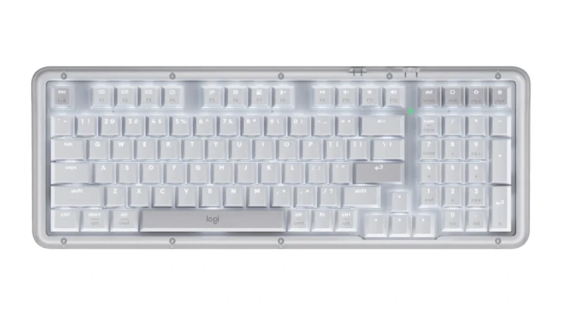 Logitech Alto Keys K98M - Standard Wired, Wireless, Bluetooth Wireless Keyboard, Logitech Marble Linear Switches, White Backlit, Transparent / White Color - Featured Image