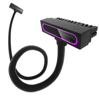 AsiaHorse Hydrus ARGB PSU Extension Cable 24-PIN Motherboard 30 cm – Addressable RGB Lighting, 18 AWG Copper Core with Brass Tin-Plated Terminals, 90° Right-Angle Connectors, ATX 24 PIN Extension for Clean Cable Management - Black