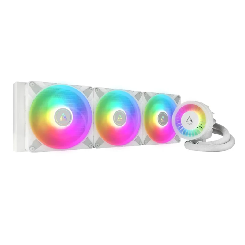ARCTIC Liquid Freezer III 420 A-RGB 420 mm AIO CPU Water Cooler – Triple 140 mm A-RGB Fans (200-1900 RPM), 420 mm Radiator, Fluid Dynamic Bearing, White All-in-One Cooling System for Intel & AMD, High-Performance Quiet Pump & RGB Lighting - Featured Image