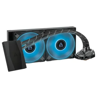 ARCTIC Liquid Freezer II 280 RGB 280 mm AIO Liquid CPU Cooler – Dual PWM ARGB P14 140 mm Fans (200–1900 RPM, 22.5 dB), High-Flow PWM Pump with Integrated VRM Fan, 280 mm Aluminum Radiator, Black All-in-One Water Cooling System for Intel & AMD Builds