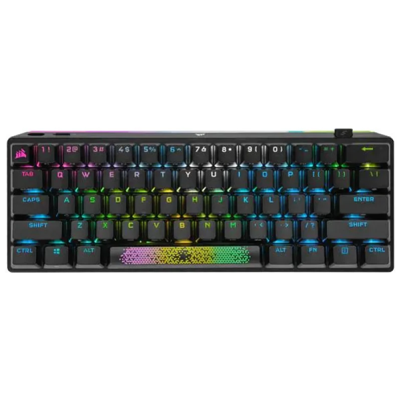 Corsair K70 PRO MINI - Mini Wired, Wireless, Bluetooth Wireless Keyboard, Cherry MX Speed Silver Switches, RGB Backlit, Tenkeyless, Black Color - Featured Image