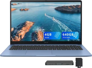 ASUS Chromebook CX15 15.6" FHD IPS Laptop – Intel Celeron N4500 Dual-Core Processor, 4 GB LPDDR4X RAM, 128 GB eMMC + 512 GB Docking Storage, 15.6″ 1920x1080 Full HD Display, Intel UHD Graphics, Chrome OS, Wi-Fi 6 & Bluetooth, NumberPad, HDMI & USB-C/A Ports, Fabric Blue
