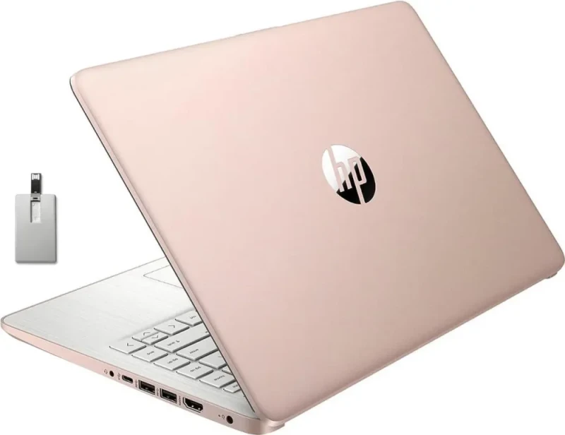 HP Stream 14" HD BrightView Laptop – Intel Celeron N4020 Dual-Core Processor, 8 GB DDR4 RAM, 64 GB Storage (eMMC/SSD), 14″ HD (1366x768) Display, Intel UHD Graphics, Windows 11 S, 720p HD Webcam, Wi-Fi & Bluetooth Connectivity, HDMI & USB-C/A Ports, Gold with 32 GB Hotface USB Card and 1 Year Office 365 - Featured Image