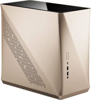 Fractal Design Era ITX Gold TG Compact Mini-ITX PC Case – Elegant Mini-ITX Aluminum & Tempered Glass Case, Supports ATX/SFX/SFX-L PSU, Up to 295 mm GPU, Multiple Fan & Radiator Mounts (120/240 mm), Front USB-C & USB-A Ports, Excellent Airflow & Tool-less Panels, Gold Tempered-Glass Top
