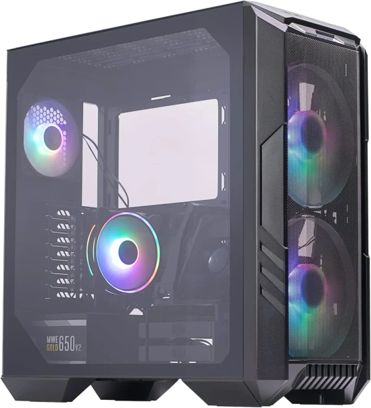 Cooler Master HAF 500 Black High-Airflow ATX Mid-Tower PC Case – Mesh & Tempered Glass Chassis with Dual 200 mm ARGB Intake Fans, Rotatable GPU Cooling Fan, Support for ATX/mATX/ITX/SSI CEB/E-ATX Boards, USB-C & USB-A Front I/O, Up to 360 mm Radiator Support & Spacious Airflow-Optimized Interior - Featured Image