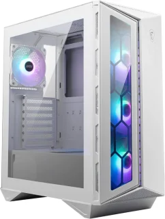 MSI MPG Gungnir 110R White Mid-Tower Gaming PC Case – ATX/Micro-ATX/Mini-ITX Support, Tempered Glass Side Panel, 4x ARGB 120 mm Fans with Hub, Magnetic Dust Filters, USB-C + USB-A I/O, Up to 360 mm Radiator Support & Spacious Airflow-Optimized Interior