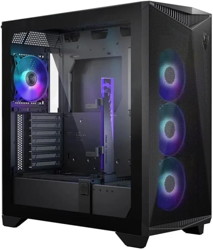 MSI MPG Gungnir 300R Airflow Mid-Tower Gaming PC Case – BlackTempered Glass RGB Chassis with High-Airflow Mesh, Supports E-ATX/ATX/mATX/Mini-ITX Boards, USB-C + USB-A Front I/O, Pre-Installed ARGB Fans, Up to 360 mm Radiator Support & Vertical GPU Mount for Custom Builds - Featured Image