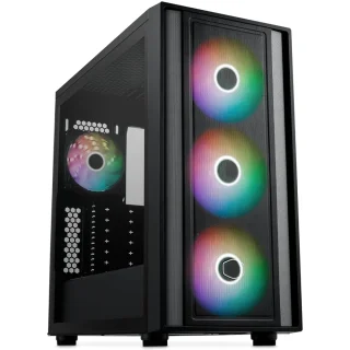 Cooler Master MasterBox MB600 Mid-Tower ATX PC Case – Tempered Glass Side Panel, FineMesh Front High-Airflow Design, Supports E-ATX/ATX/mATX/ITX Motherboards, Up to 420 mm Radiator Support, 3x 140 mm + 1x 120 mm ARGB Fans, USB-C + USB-A Front I/O & Spacious Interior for Gaming & Productivity Builds