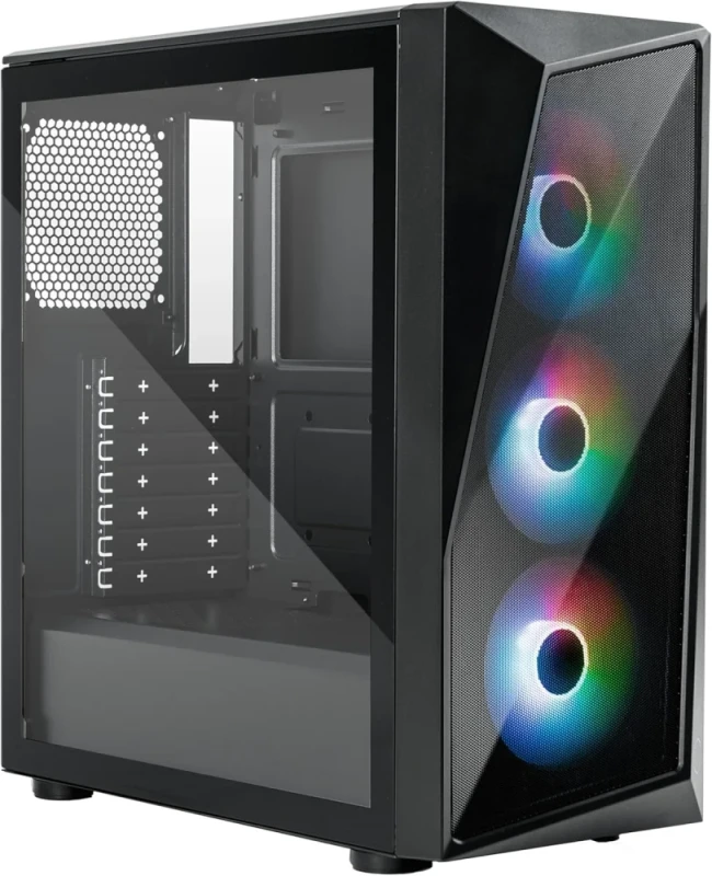 Cooler Master CMP520 ARGB Mid-Tower ATX Gaming PC Case with Elite NEX PN600 600W Power Supply – Mesh Front Panel, Tempered Glass Side Panel, 3 Pre-Installed 120 mm ARGB Fans, Supports ATX/Micro-ATX/Mini-ITX, Front USB 3.2 + USB 2.0 Ports, Radiator Support up to 280 mm & 240 mm, Black - Featured Image