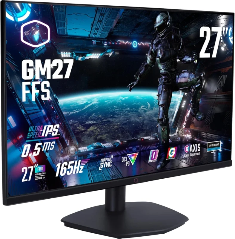 Cooler Master 27" FHD 165Hz Ultra-Speed IPS Gaming Monitor CMI-GM27-FFS-EK – 27" 1920x1080 Full HD Ultra-Speed IPS Panel, 165 Hz Refresh, 0.5 ms MPRT, HDR10, AMD FreeSync & NVIDIA G-SYNC Support, 2x HDMI 2.0 + 2x DP 1.4, Low Blue Light & Flicker-Free Eye-Care, Tilt & VESA 100x100 - Featured Image