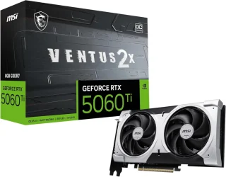 MSI GeForce RTX 5060 Ti 8G VENTUS 2X PLUS Graphics Card – NVIDIA GeForce RTX 5060 Ti GPU, 8 GB GDDR7 28 Gbps, PCIe 5.0 x16 (x8), 4608 CUDA Cores, Boost ~2572-2602 MHz, Dual TORX-style Fans, HDMI 2.1b & 3x DisplayPort 2.1b, Compact 227x126x41 mm Design, Recommended PSU 600 W