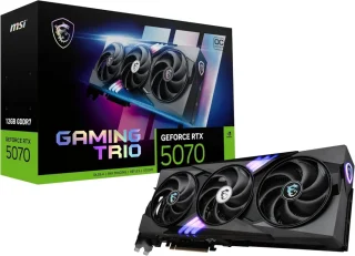 MSI GeForce RTX 5070 12G GAMING TRIO OC Graphics Card – NVIDIA GeForce RTX 5070 GPU, 12 GB GDDR7 28 Gbps, PCIe 5.0 x16, 6144 CUDA Cores, Boost ~2610 MHz, TRI FROZR 4 Triple-Fan STORMFORCE Cooling, 3x DisplayPort 2.1b & HDMI 2.1b, 338x140x50 mm Triple-Slot Design, Recommended PSU 650 W