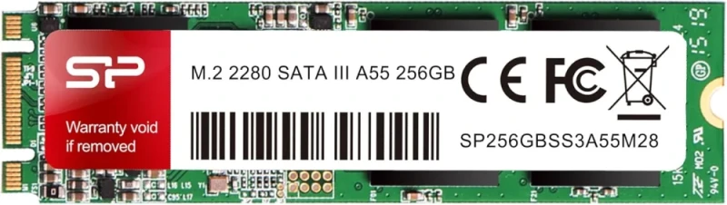 Silicon Power A55 256GB M.2 2280 SATA III SSD – 3D NAND TLC, 6Gb/s, Up to 560MB/s Read & 530MB/s Write, Dynamic SLC Cache (Variable Capacity), DRAM-less Design, Internal Solid State Drive for Laptop & Desktop - Featured Image
