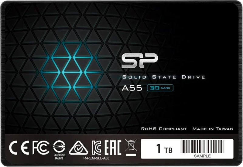 Silicon Power A55 1TB 2.5" SATA III SSD – 3D NAND TLC, 6Gb/s, Up to 560MB/s Read & 530MB/s Write, Dynamic SLC Cache (Variable Capacity), DRAM-less Design, 7mm Slim Internal Solid State Drive for Laptop & Desktop - Featured Image