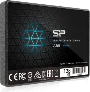 Silicon Power A55 128GB 2.5" SATA III SSD – 3D NAND TLC, 6Gb/s, Up to 560MB/s Read & 530MB/s Write, Dynamic SLC Cache (Variable Capacity), DRAM-less Design, 7mm Slim Internal Solid State Drive for Laptop & Desktop