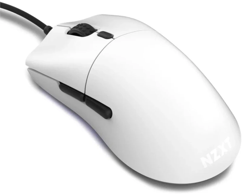 NZXT Lift Ambidextrous Wired Optical Gaming Mouse White – Lightweight 67 g PixArt 3389 High-Precision Sensor (Up to 16,000 DPI), Omron Mechanical Switches, RGB Skirt Lighting, Low-Drag Paracord Cable, Ambidextrous Design with 6 Programmable Buttons, 500/1000 Hz Polling, CAM Software Support - Featured Image